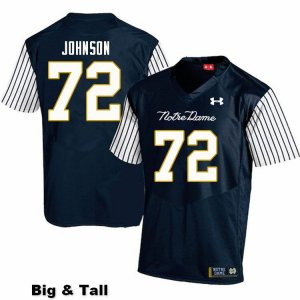 Notre Dame Fighting Irish Men's Caleb Johnson #72 Navy Under Armour Alternate Authentic Stitched Big & Tall College NCAA Football Jersey WOF7299LU